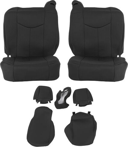 ECOTRIC Black Front Seat Covers Sets Compatible with 1999-2006 Chevy Chevrolet Silverado GMC Sierra 1500 Extended Cab Pickup 4-Door Cloth in Saudi Arabia