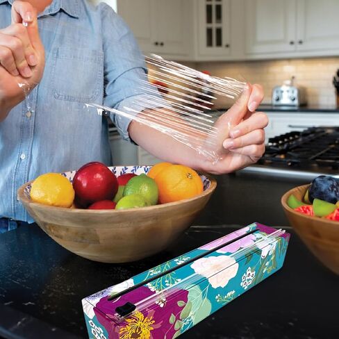 موزع تغليف بلاستيكي بالليمون من شركة شيكراب مع بكرة من البلاستيك الاحترافي بطول 30.48 سم × 650.48 سم - موزع قابل لإعادة الاستخدام مع قطاعة منزلقة in Kuwait