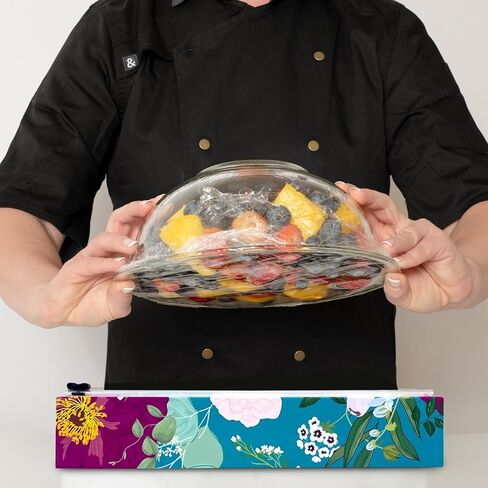 موزع تغليف بلاستيكي بالليمون من شركة شيكراب مع بكرة من البلاستيك الاحترافي بطول 30.48 سم × 650.48 سم - موزع قابل لإعادة الاستخدام مع قطاعة منزلقة in Kuwait