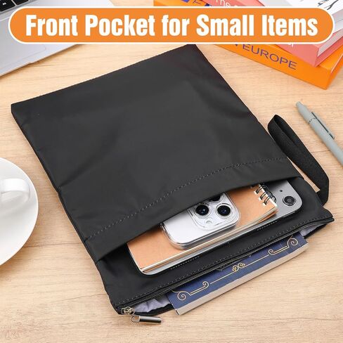 Book Sleeves with Zipper Waterproof Book Protector Pouch Nylon Front Pocket Cover Case for Paperbacks Hardcover Books for Women Teacher Librarian Bookworm Bookish Books Club Gifts in Saudi Arabia