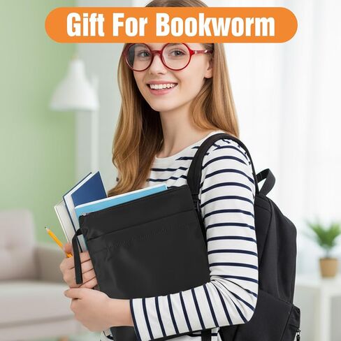 Book Sleeves with Zipper Waterproof Book Protector Pouch Nylon Front Pocket Cover Case for Paperbacks Hardcover Books for Women Teacher Librarian Bookworm Bookish Books Club Gifts in Saudi Arabia