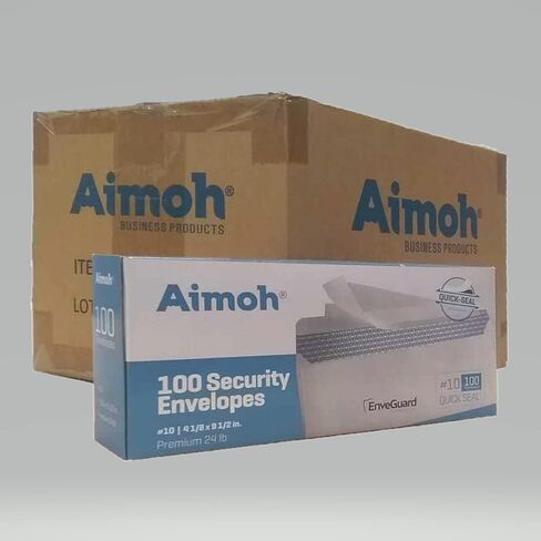 #10 مظاريف ذاتية الغلق ملونة للأمان - بدون نافذة - EnveGuard، مقاس 4-1/8 × 9-1/2 بوصة - أبيض - 24 رطل - عدد 100 (34100) in Kuwait