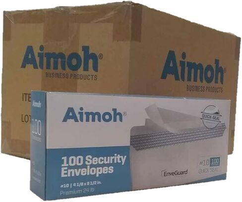 #10 مظاريف ذاتية الغلق ملونة للأمان - بدون نافذة - EnveGuard، مقاس 4-1/8 × 9-1/2 بوصة - أبيض - 24 رطل - عدد 100 (34100) in Kuwait