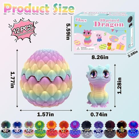 12 PCS Small 3D Dragon Eggs with Dragon Inside, Mini Flying Dragons with Eyes and Wings，Easter Basket Stuffers Mini Animal Easter Egg Set ，Suitable for Home & Office Decoration (B) in Saudi Arabia