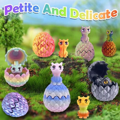12 PCS Small 3D Dragon Eggs with Dragon Inside, Mini Flying Dragons with Eyes and Wings，Easter Basket Stuffers Mini Animal Easter Egg Set ，Suitable for Home & Office Decoration (B) in Saudi Arabia