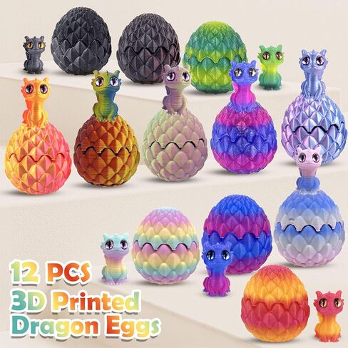 12 PCS Small 3D Dragon Eggs with Dragon Inside, Mini Flying Dragons with Eyes and Wings，Easter Basket Stuffers Mini Animal Easter Egg Set ，Suitable for Home & Office Decoration (B) in Saudi Arabia