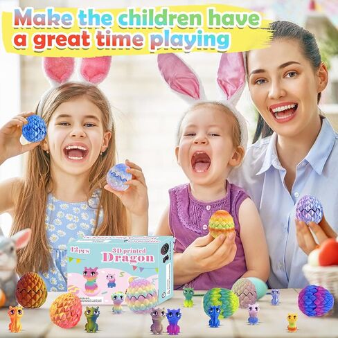 12 PCS Small 3D Dragon Eggs with Dragon Inside, Mini Flying Dragons with Eyes and Wings，Easter Basket Stuffers Mini Animal Easter Egg Set ，Suitable for Home & Office Decoration (B) in Saudi Arabia