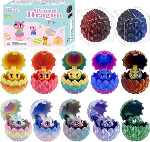 12 PCS Small 3D Dragon Eggs with Dragon Inside, Mini Flying Dragons with Eyes and Wings，Easter Basket Stuffers Mini Animal Easter Egg Set ，Suitable for Home & Office Decoration (B) in Saudi Arabia