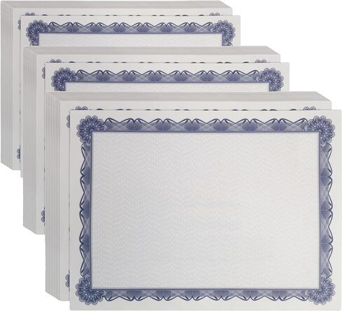 Better Office Products 100 Sheet Diploma Certificate Paper, Blue Border, Letter Size Blank Paper, Specialty Award, Laser and Inkjet Printer Friendly, 8.5 x 11 Inches, 100 Count in Saudi Arabia