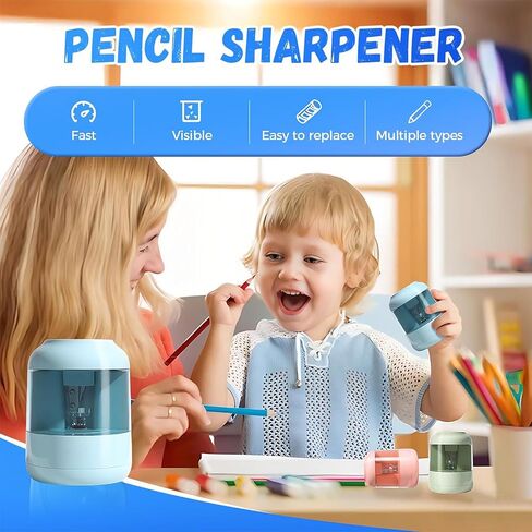 مبراة أقلام رصاص، أوتوماتيكية للأقلام الملونة ورقم 2، تعمل بالبطارية للمدرسة والمكتب والاستخدام المنزلي، باللون الأخضر in Saudi Arabia