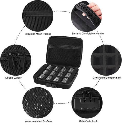 WAEKIYTL 46mm Coin Capsules with 11 Sizes Foam Gasket and Plastic Storage Organizer Box, Coin Storage Case with Lock Coin Collection Supplies for Dime,Cent,Nickel,Quarter,Silver Dollar,Half Dollar in Kuwait
