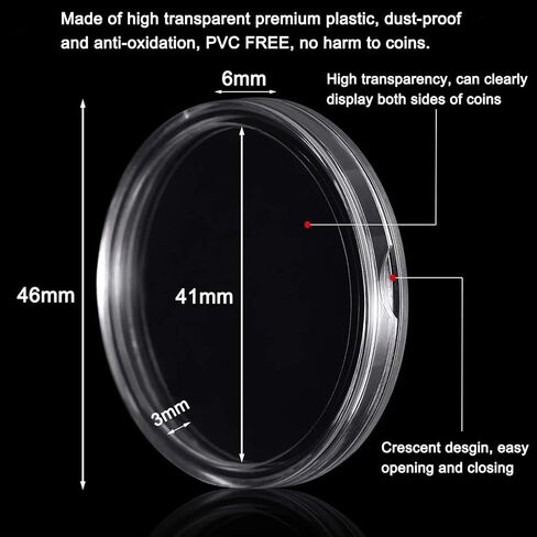 WAEKIYTL 46mm Coin Capsules with 11 Sizes Foam Gasket and Plastic Storage Organizer Box, Coin Storage Case with Lock Coin Collection Supplies for Dime,Cent,Nickel,Quarter,Silver Dollar,Half Dollar in Kuwait
