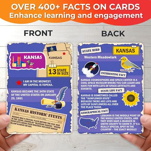 QUOKKA United States Puzzles for Kids Ages 4-6 - 70 Pcs Floor Puzzles for Kids Ages 6-8 Preschool Activities - Includes 50 Cards with 400+ USA Facts- State-Shaped Jigsaw Puzzle Gift for Girls Boys in Saudi Arabia