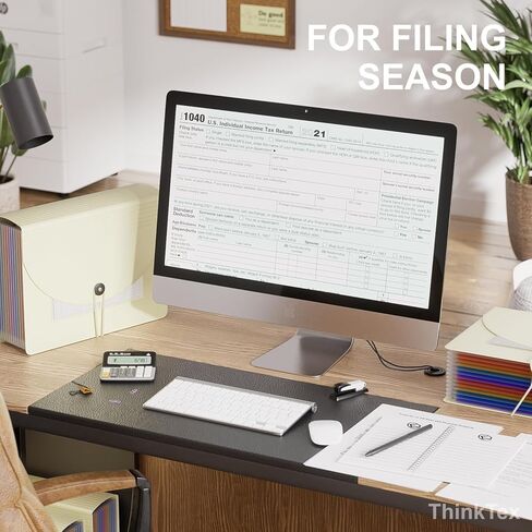 ThinkTex Accordion File Organizer, 12 - Pocket Expanding File Folders for Paper Receipts, Bills&Taxes Organizer, Letter/A4 Size Document Holder for School, Office, Home with Colorful tabs-Orange in Kuwait