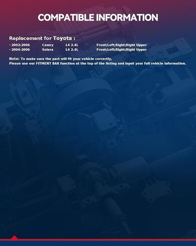 KAX 4PCS Engine Motor and Transmission Mount Kit Compatible with 2002-2006 Toyota Camry 2.4, for 2004 2005 2006 Toyota Solara 2.4L, OE Replace A4204, A4203, A4207, A4211 in Saudi Arabia