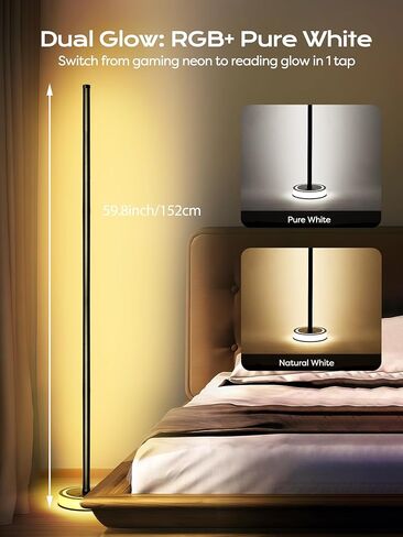 Smart Corner Floor Lamp, RGBICW LED Standing Lamp with App Control, 16 Million Colors with Music Sync, Dimmable Ambient Light for Bedroom, Living Room, Home Decor (Black) in Saudi Arabia