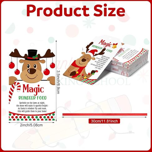 120 Pcs Christmas Reindeer Food Gift Tags Bulk with Lanyard Holiday Paper Label for Christmas Eve Party Gifts Santa Sleigh Holiday Snack Bag Cookie Fun Decoration in Saudi Arabia
