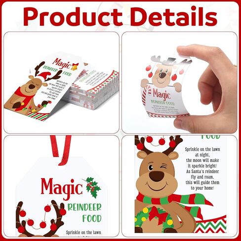 120 Pcs Christmas Reindeer Food Gift Tags Bulk with Lanyard Holiday Paper Label for Christmas Eve Party Gifts Santa Sleigh Holiday Snack Bag Cookie Fun Decoration in Saudi Arabia