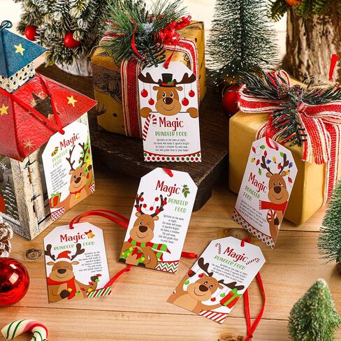 120 Pcs Christmas Reindeer Food Gift Tags Bulk with Lanyard Holiday Paper Label for Christmas Eve Party Gifts Santa Sleigh Holiday Snack Bag Cookie Fun Decoration in Saudi Arabia
