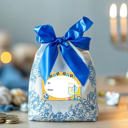 210 Pcs Hanukkah Gift Tag Stickers, Hanukkah Candlestick and Spinning top Designs, Hanukkah Name Tags, for Gift Bags and Wrapped Gifts.Gift Favor Decor Supplies in Saudi Arabia