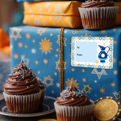 210 Pcs Hanukkah Gift Tag Stickers, Hanukkah Candlestick and Spinning top Designs, Hanukkah Name Tags, for Gift Bags and Wrapped Gifts.Gift Favor Decor Supplies in Saudi Arabia