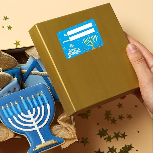 210 Pcs Hanukkah Gift Tag Stickers, Hanukkah Candlestick and Spinning top Designs, Hanukkah Name Tags, for Gift Bags and Wrapped Gifts.Gift Favor Decor Supplies in Saudi Arabia