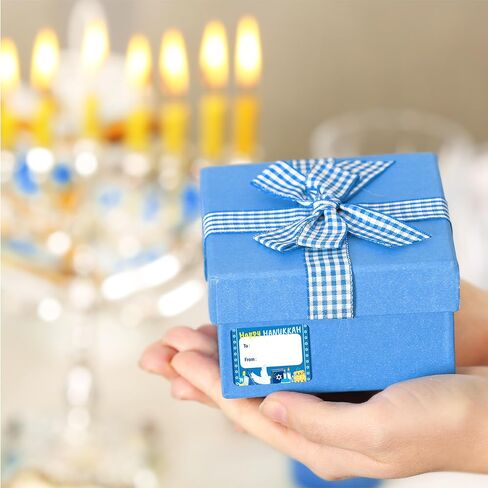 210 Pcs Hanukkah Gift Tag Stickers, Hanukkah Candlestick and Spinning top Designs, Hanukkah Name Tags, for Gift Bags and Wrapped Gifts.Gift Favor Decor Supplies in Saudi Arabia
