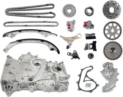 مجموعة سلسلة التوقيت مضخة زيت مضخة مياه مع VVT Fit 2005-2012 لسيارة Toyota Tacoma 2.7L L4 DOHC (16 صمام)، "2TRFE"، 2010 لسيارة Toyota 4Runner 2.7L L4 DOHC (16 صمام)، "2TRFE" in Kuwait