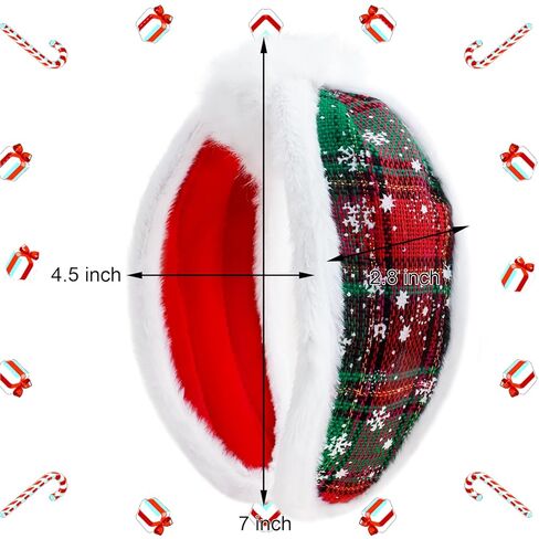 TODDER 2 حزمة من عصابات رأس عيد الميلاد المنفوشة للنساء، عصابة رأس منقوشة حمراء مع أنماط ندفة الثلج، عصابة شعر واسعة، عصابة رأس لحفلات الكريسماس، هدايا إكسسوارات للشعر للفتيات in Kuwait