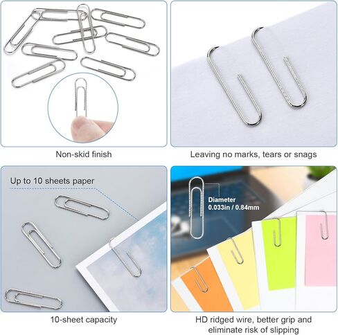 Paper Clips for Office School Supplies, Nonskid Paper Clip 700pcs，1-2/7" Silver PaperClips for Paperwork Office School and Home Personal Use in Saudi Arabia