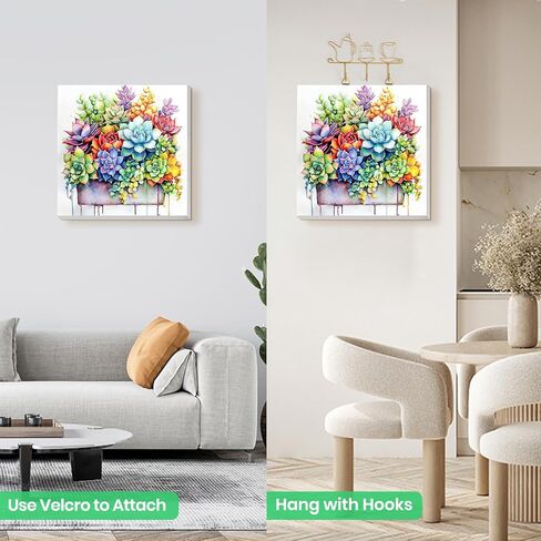 KEYIFA Paint by Numbers Kit for Adults Framed, Small Painting Kits for Beginners, Paint on Clear Colored Canvas, Acrylic Pigment Drawing Paintwork, DIY Home Wall Decor, 8x8 in, Colorful Succulent in Saudi Arabia
