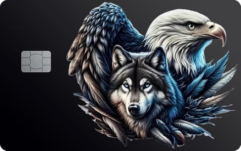 Eagle and Wolf Card Skin – Vinyl Sticker for Credit & Debit Cards – Patriotic Blue Line Inspired Design – Durable, Waterproof, and Easy to Apply & Remove in Saudi Arabia