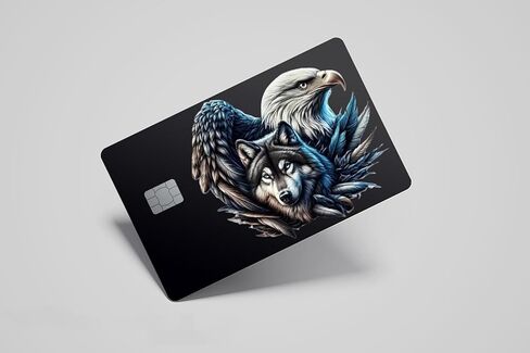 Eagle and Wolf Card Skin – Vinyl Sticker for Credit & Debit Cards – Patriotic Blue Line Inspired Design – Durable, Waterproof, and Easy to Apply & Remove in Saudi Arabia
