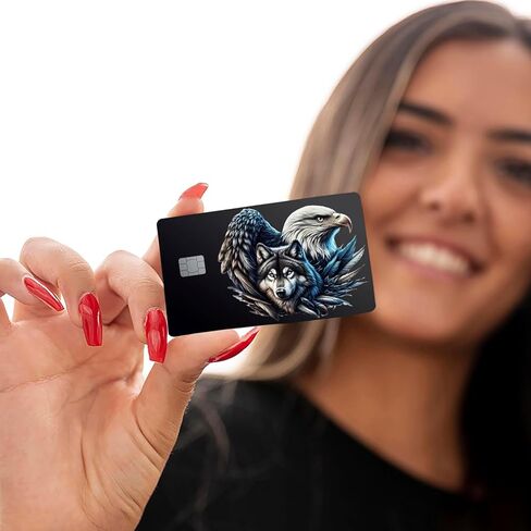 Eagle and Wolf Card Skin – Vinyl Sticker for Credit & Debit Cards – Patriotic Blue Line Inspired Design – Durable, Waterproof, and Easy to Apply & Remove in Saudi Arabia