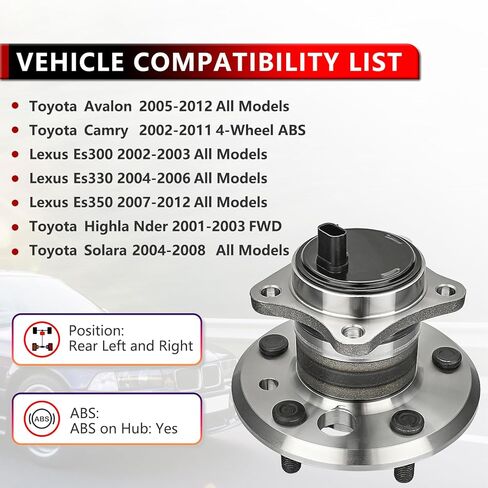 512206 512207 (Pair) Rear Wheel Hub Bearing Assembly for Toyota Avalon 2005-2012, for Toyota Camry 2002-2011, for Lexus ES300 2002-2003, for ES330 2004-2006, for Toyota Solara 2004-2008 in Saudi Arabia