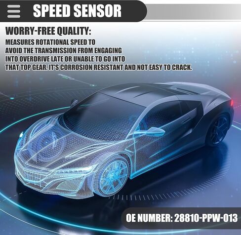 Motoforti Speed Sensor, Automatic Transmission Input Vehicle Long Speed Sensor, for Honda Accord 2005-2007, Plastic, No.28810-PPW-013, Black in Saudi Arabia