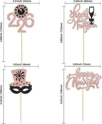 1Pc Happy New Year Cake Topper 2026 New Years Eva Party Cake Decorations for New Years Party Supplies Hello 2026 Holiday Theme Party Decorations Gold Glitter in Saudi Arabia