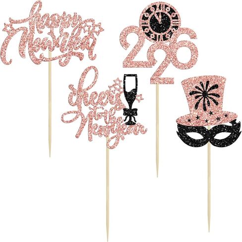 1Pc Happy New Year Cake Topper 2026 New Years Eva Party Cake Decorations for New Years Party Supplies Hello 2026 Holiday Theme Party Decorations Gold Glitter in Saudi Arabia