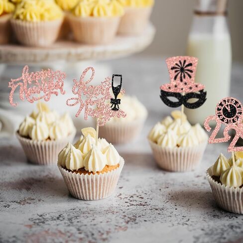1Pc Happy New Year Cake Topper 2026 New Years Eva Party Cake Decorations for New Years Party Supplies Hello 2026 Holiday Theme Party Decorations Gold Glitter in Saudi Arabia