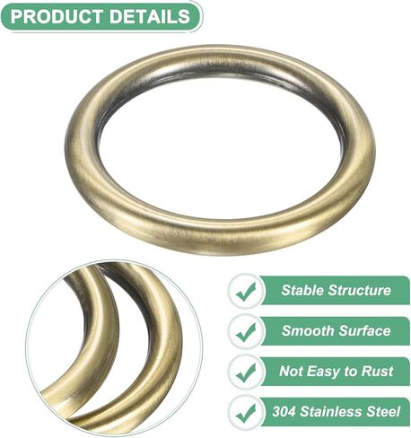 2-Pack Metal O Rings 1 1/2 Inch Inner Diameter Stainless Steel O Rings Wreath Floral Smooth Round Rings Buckle Loop Ring for DIY/Purse/Bag/Collar/Leather [Silver] in Saudi Arabia