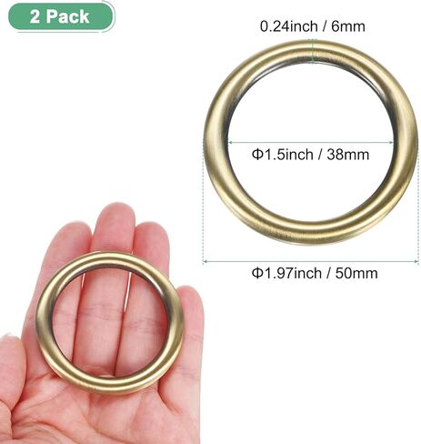 2-Pack Metal O Rings 1 1/2 Inch Inner Diameter Stainless Steel O Rings Wreath Floral Smooth Round Rings Buckle Loop Ring for DIY/Purse/Bag/Collar/Leather [Silver] in Saudi Arabia