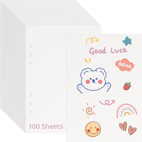 100 Sheets Blank Release Paper Binder Refills for Sticker Book Collecting Album,Double-Sided Reusable Sticker Paper Binder Insert Sheet for A5 6-Ring Organizers in Saudi Arabia