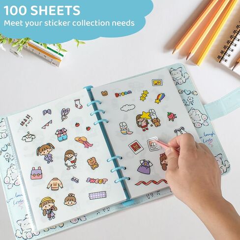100 Sheets Blank Release Paper Binder Refills for Sticker Book Collecting Album,Double-Sided Reusable Sticker Paper Binder Insert Sheet for A5 6-Ring Organizers in Saudi Arabia
