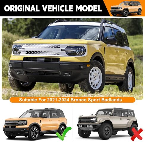 خطافات الاسترداد على شكل حرف D غطاء متوافق مع 2021-2024 Ford Bronco Sport Badlands Front Trailer Hook Gap Cover Bumper Trim for 2023 Bronco Sport Badlands Accessories (أسود) in Kuwait