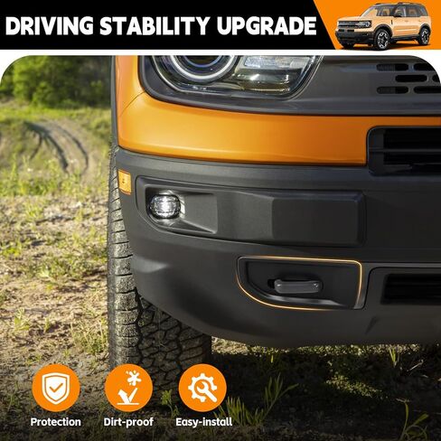 خطافات الاسترداد على شكل حرف D غطاء متوافق مع 2021-2024 Ford Bronco Sport Badlands Front Trailer Hook Gap Cover Bumper Trim for 2023 Bronco Sport Badlands Accessories (أسود) in Kuwait