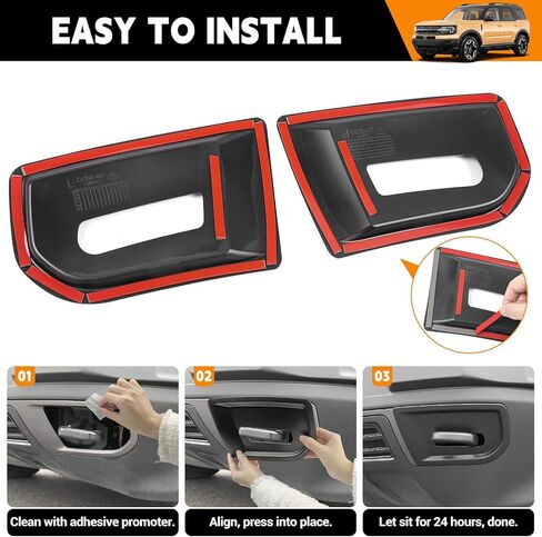 خطافات الاسترداد على شكل حرف D غطاء متوافق مع 2021-2024 Ford Bronco Sport Badlands Front Trailer Hook Gap Cover Bumper Trim for 2023 Bronco Sport Badlands Accessories (أسود) in Kuwait