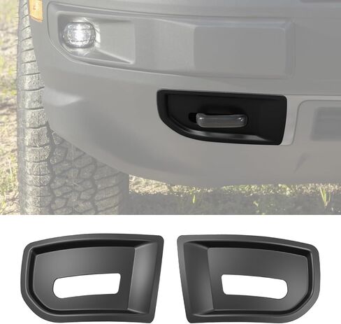 خطافات الاسترداد على شكل حرف D غطاء متوافق مع 2021-2024 Ford Bronco Sport Badlands Front Trailer Hook Gap Cover Bumper Trim for 2023 Bronco Sport Badlands Accessories (أسود) in Kuwait