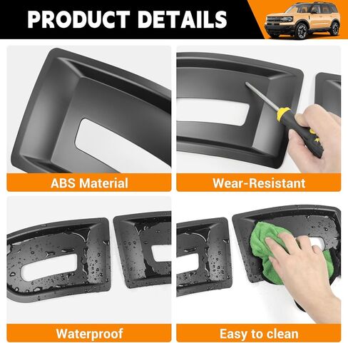 خطافات الاسترداد على شكل حرف D غطاء متوافق مع 2021-2024 Ford Bronco Sport Badlands Front Trailer Hook Gap Cover Bumper Trim for 2023 Bronco Sport Badlands Accessories (أسود) in Kuwait