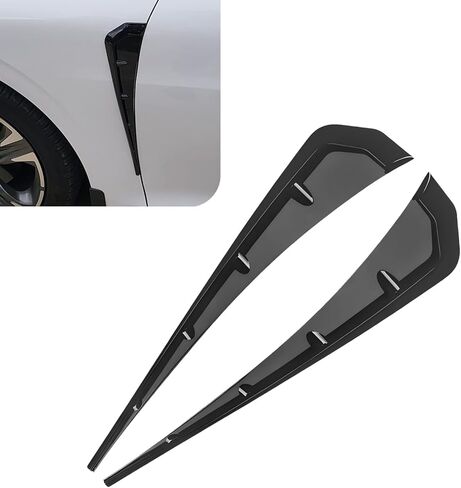 2 PCS Car Fender Side Vents, ABS Front Spoiler Sticker, Stylish Sporty Vehicle Side Wing Fender Modifications Decoration, Universal Car Exterior Accessories (Black) in Saudi Arabia