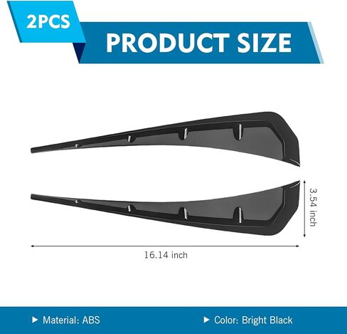 2 PCS Car Fender Side Vents, ABS Front Spoiler Sticker, Stylish Sporty Vehicle Side Wing Fender Modifications Decoration, Universal Car Exterior Accessories (Black) in Saudi Arabia